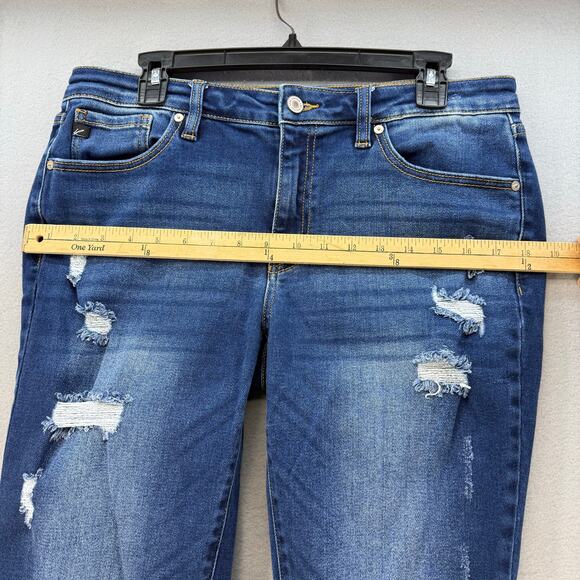 Kancan Jeans Women's 13/30 Dark Blue Skinny Factory Distressed Preppy Grunge - Picture 11 of 14